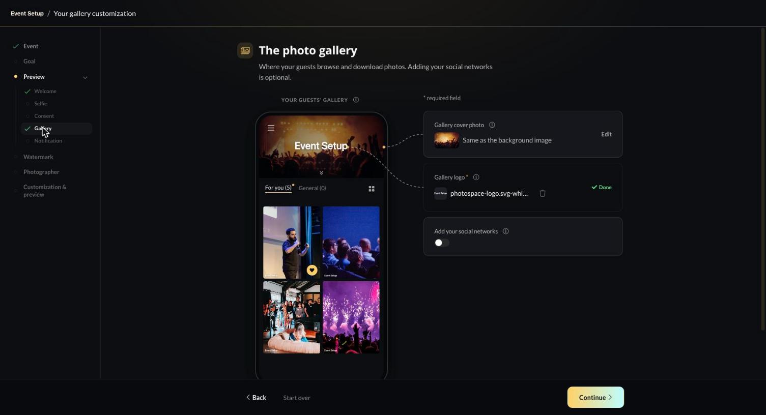 Event Setup — Gallery