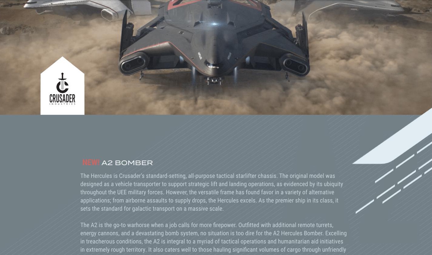 Star Citizen ship pages — A2 Hercules