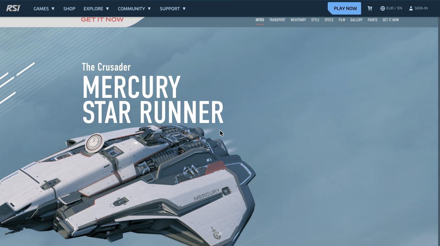 Star Citizen ship pages — Mercury Star Runner